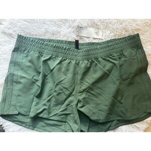 New Adidas Green Training Running Shorts Women 2XL Heather Woven Pacer 3 Stripe